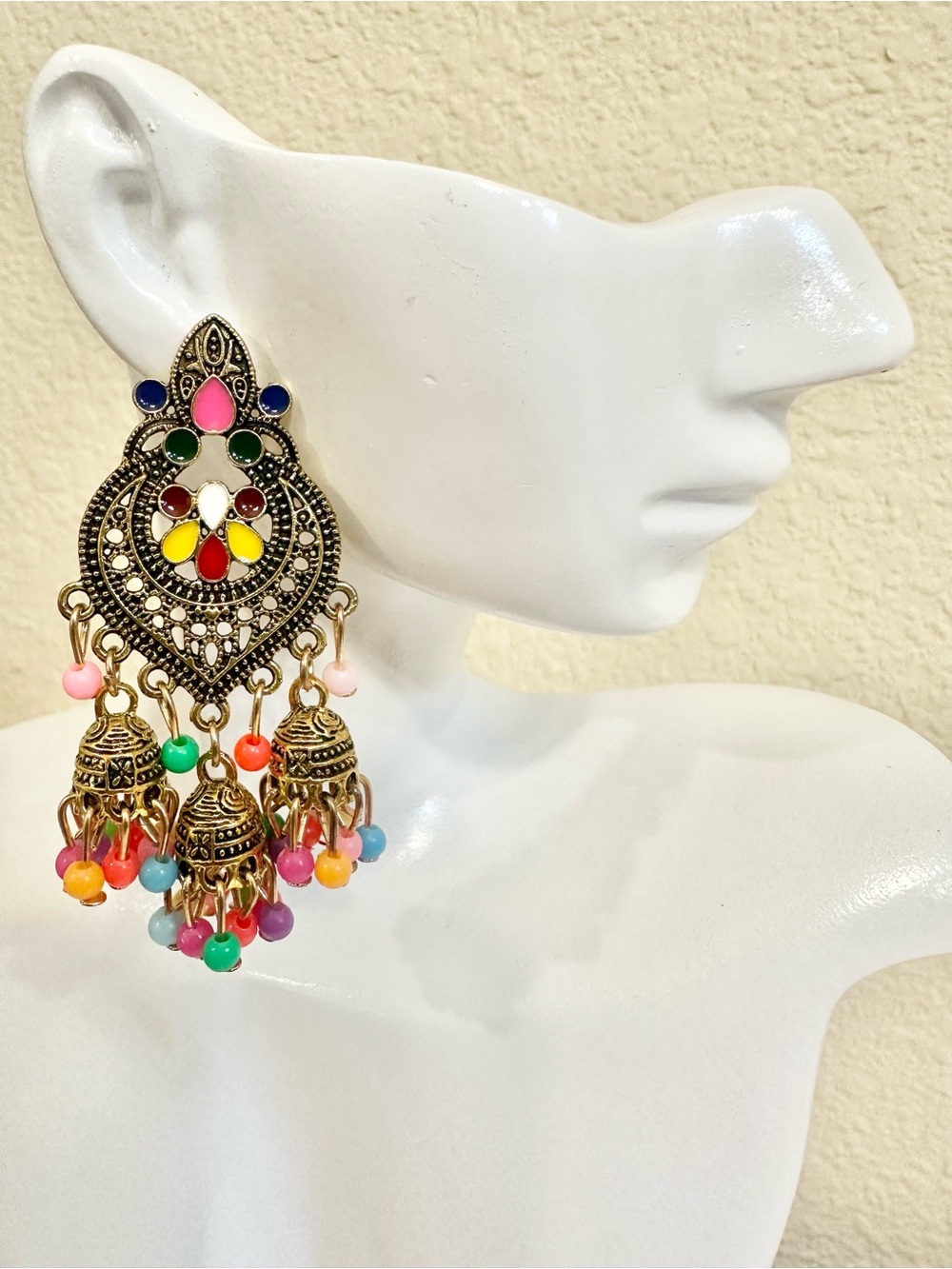 Fashion Jewelry Antique Gold Multicolor Dangle Earrings